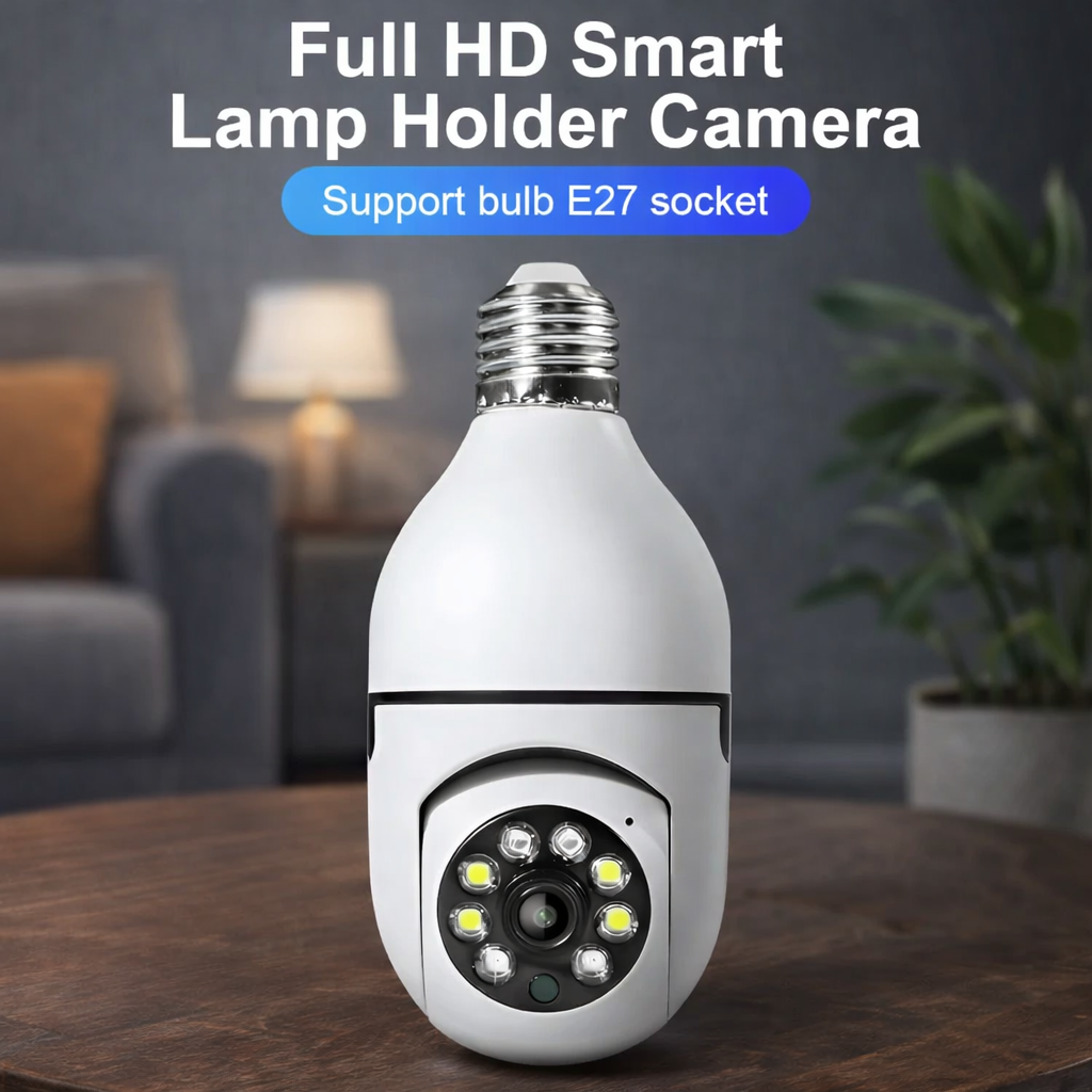 360° Wi-Fi Light Bulb Auto-Tracking Security Camera