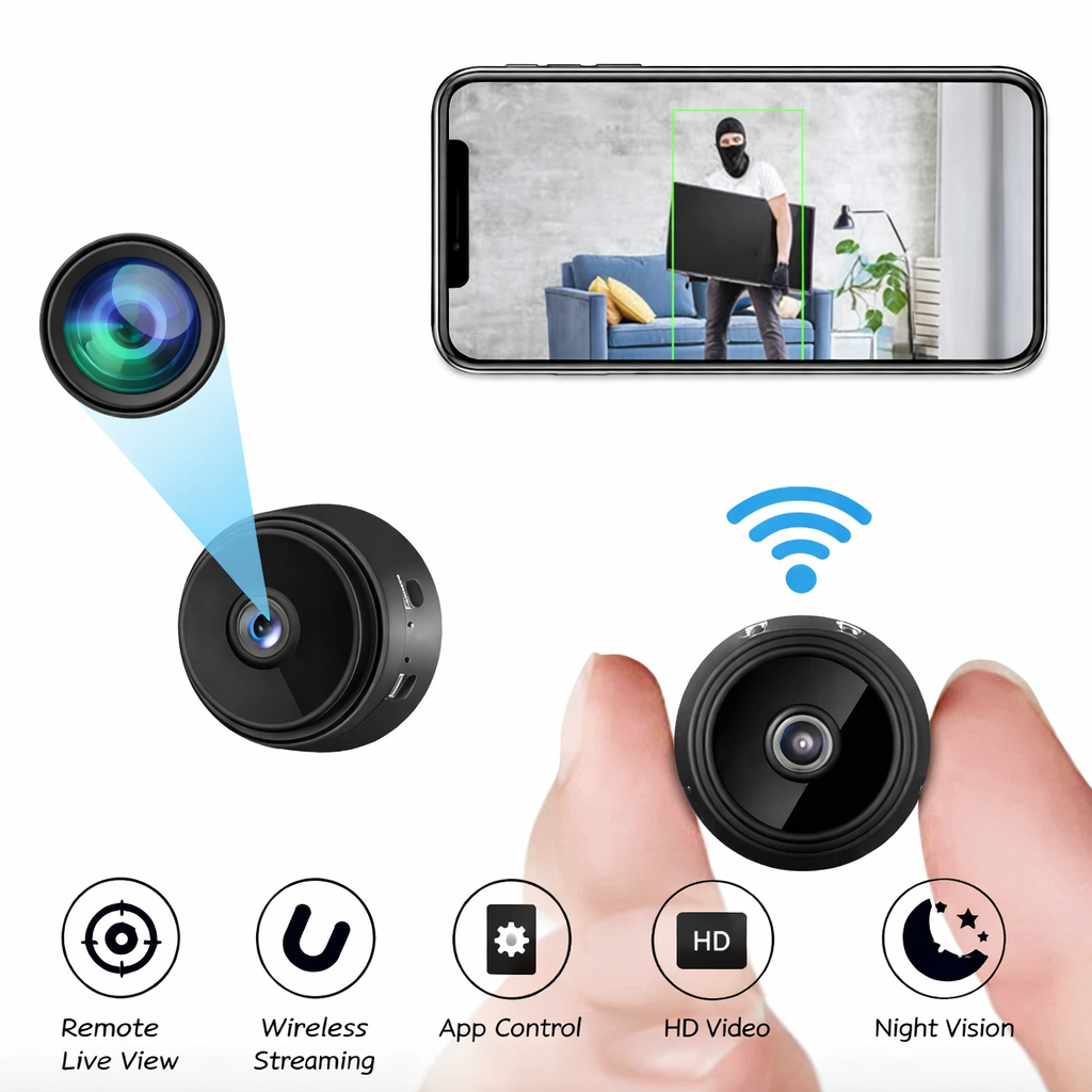 Compact Wi-Fi Security Camera with HD Night Vision