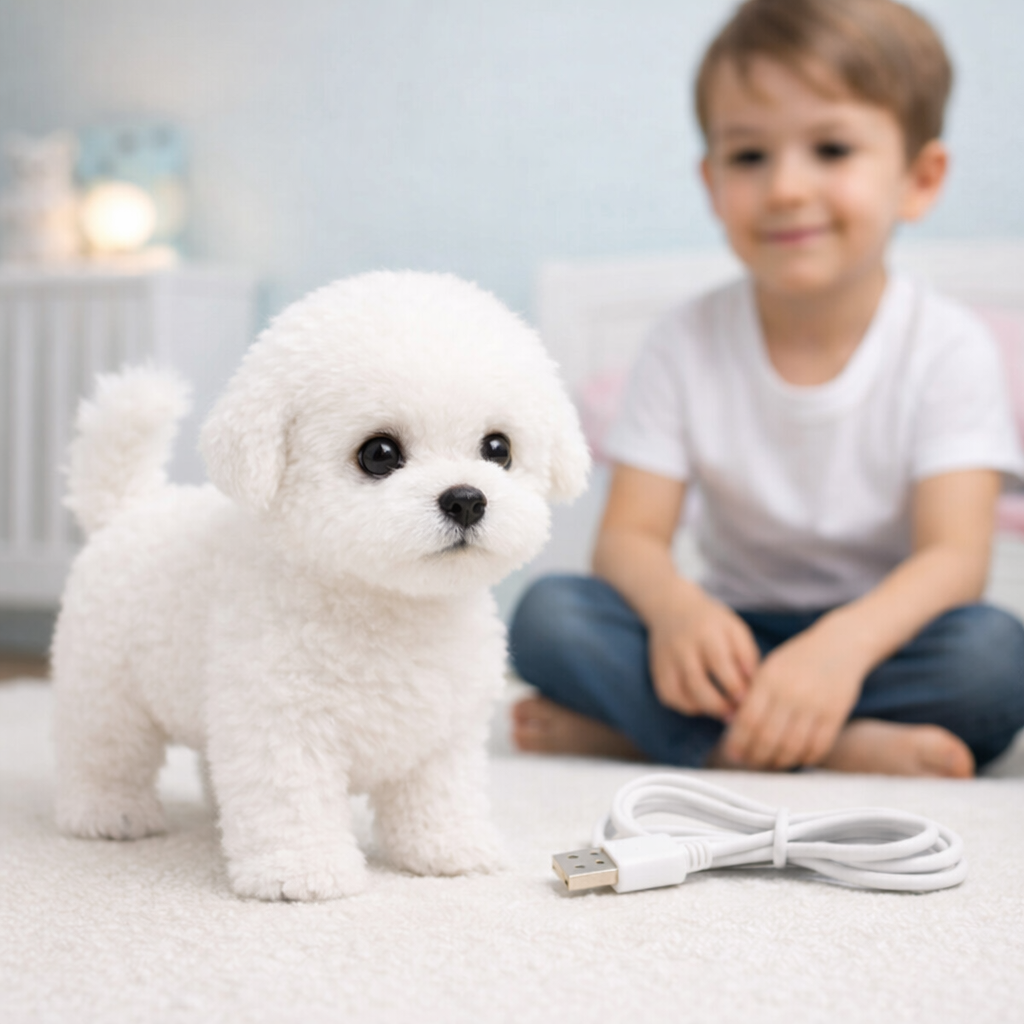 Interactive Plush Robot Puppy Toy with Motion and Sound