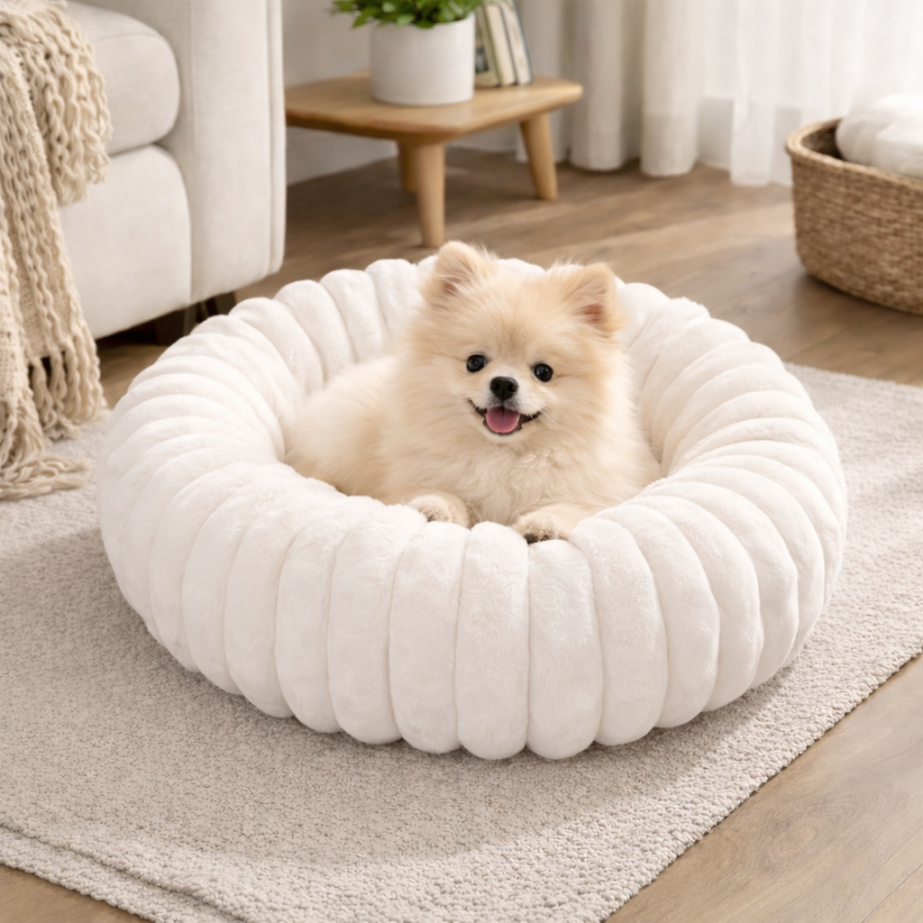 CozyRound Soft Plush Washable Pet Bed for Small & Medium Dogs
