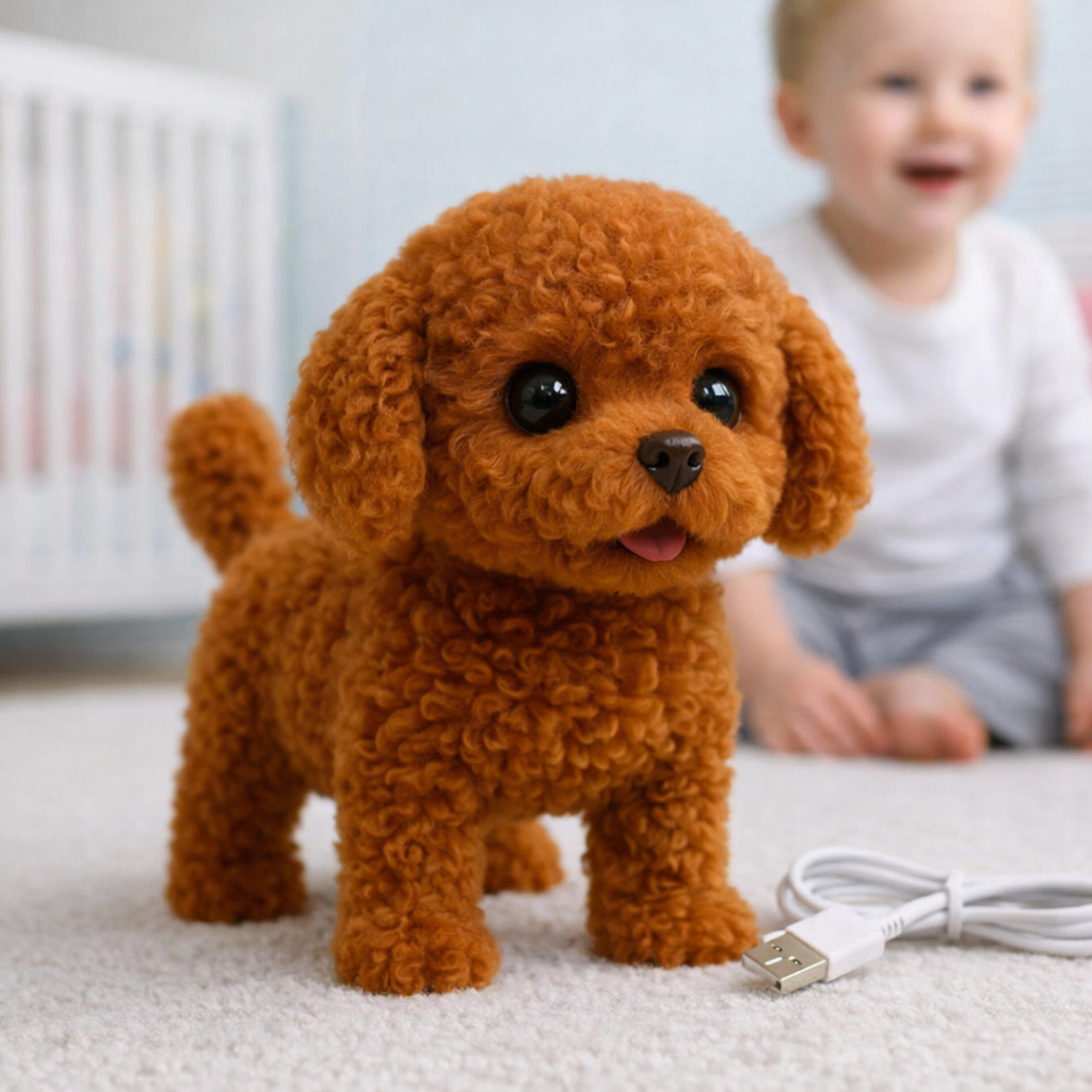 Interactive Plush Robot Puppy Toy with Motion and Sound